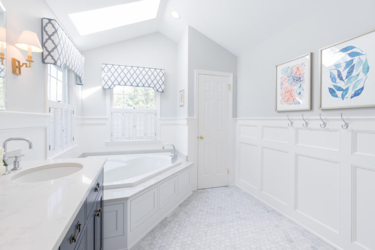 white bathroom styled by professional home stager for pics