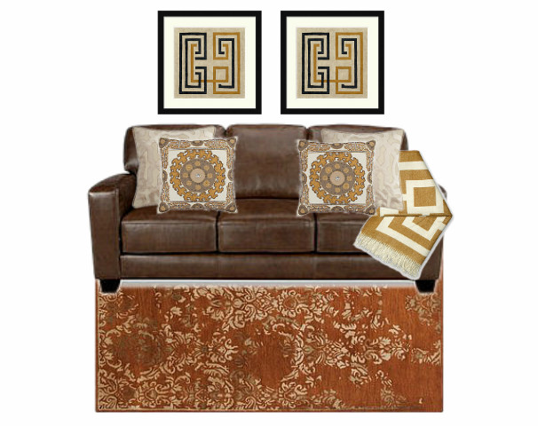 how to lighten a dark sofa with throw and art added, living room staging tips, home staging tips