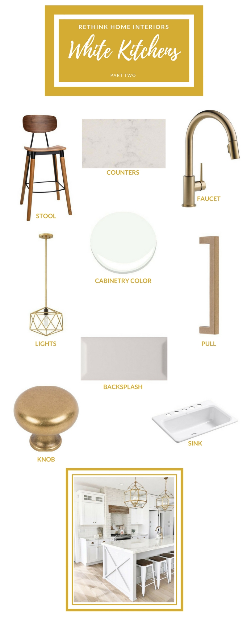 Gold accessories for kitchens