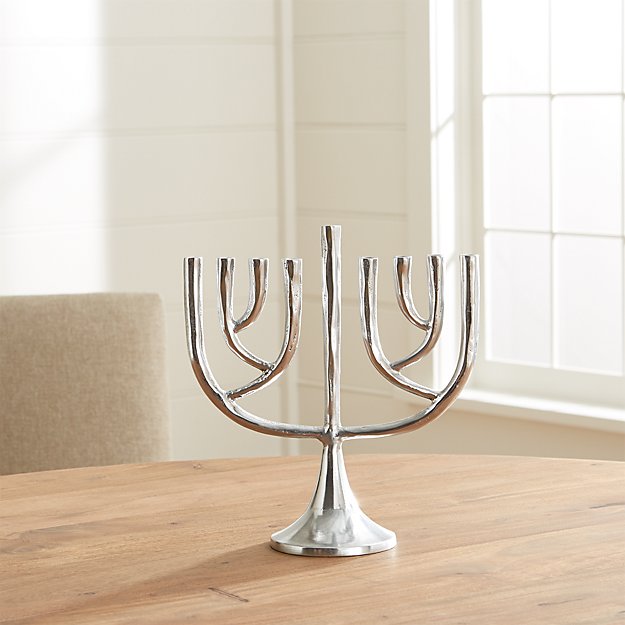Tall Shiny Silver Hanukkah Menorah, Decorate for the Holidays